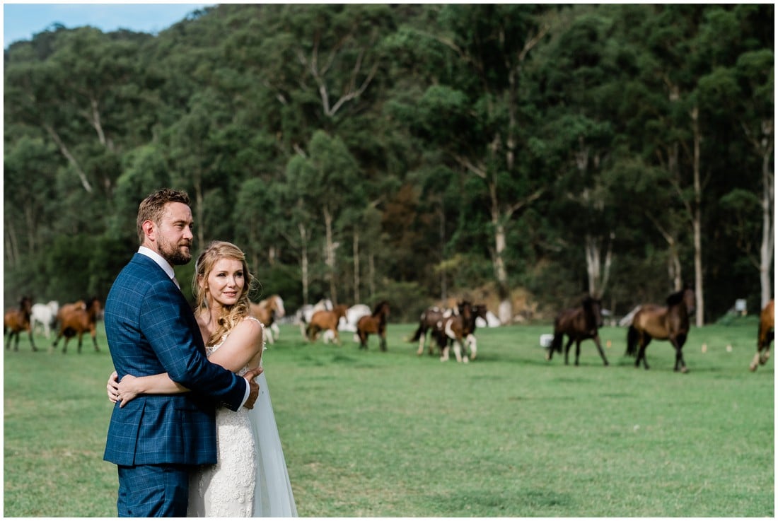 bride and groom running of the horses at Glenworth Valley